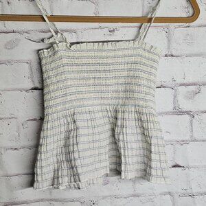 LA Hearts Cream and Baby Blue Halter Top